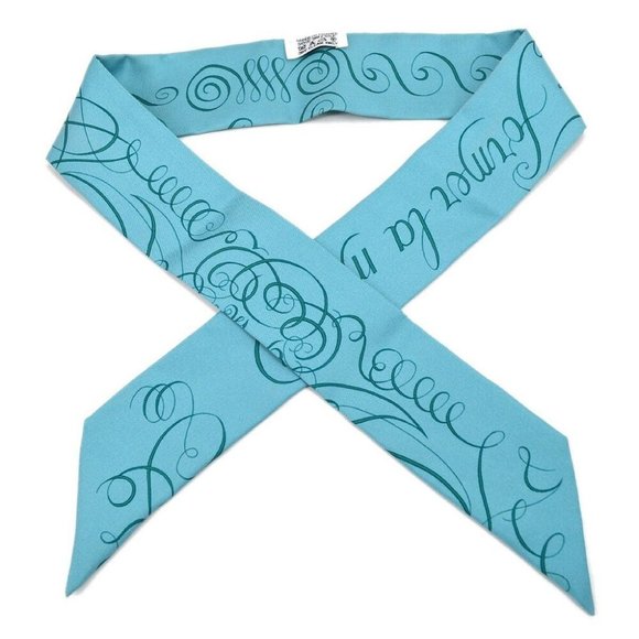HERMES Twilly Scarf Stole Bag Handle Accessories Light Blue Silk 84350 - Picture 1 of 6